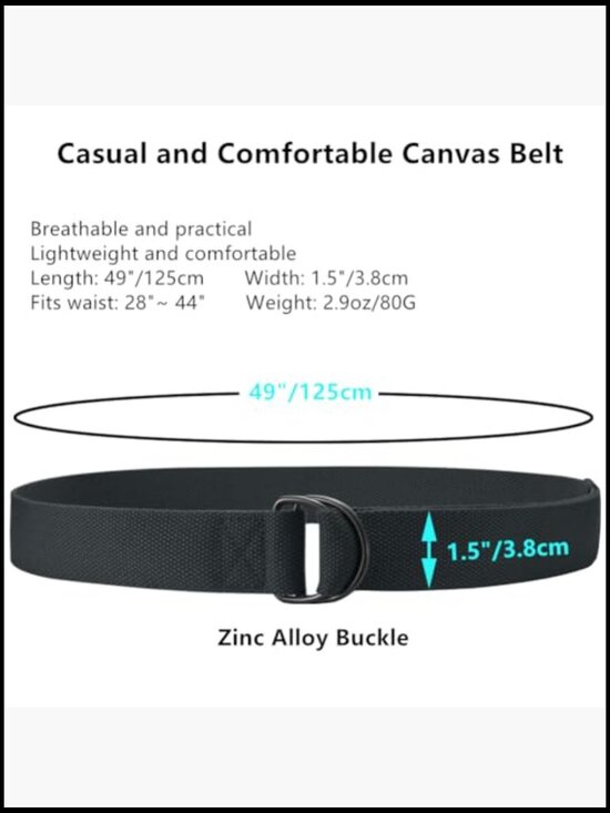 Canvas Casual Belt with Zinc Alloy Double D-Ring Buckle
